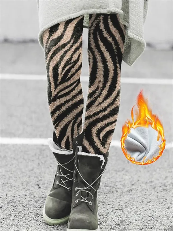 Women's Fleece Lined Leggings Warm Full Length Winter Leggings Print High Elasticity Medium Waist Fashion Tights Halloween Picture color 21 Picture color 34 S M Winter