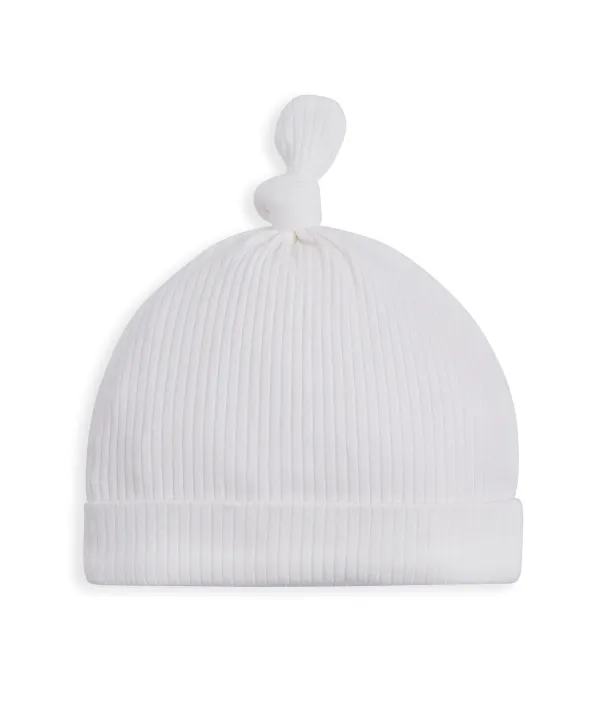 Organic Cotton Ribbed Hat - White