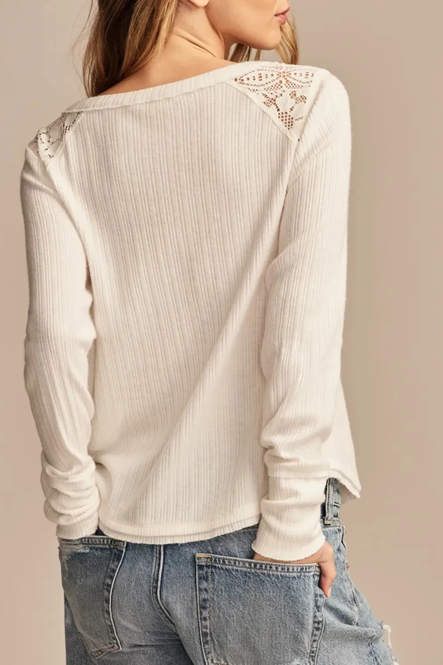 Whisper White Cloud Lace Mix Henley