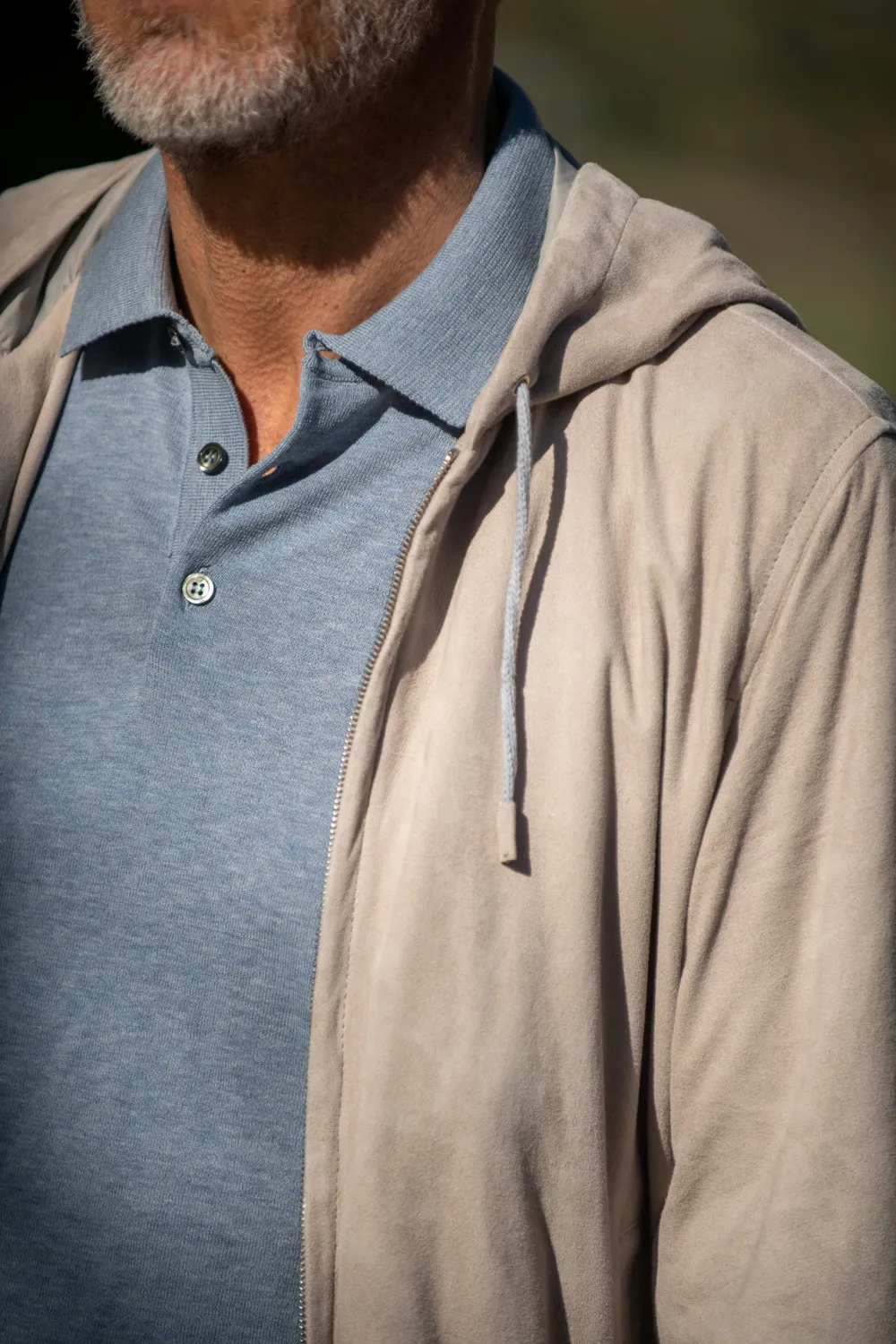 Suede Hooded Bomber Jacket