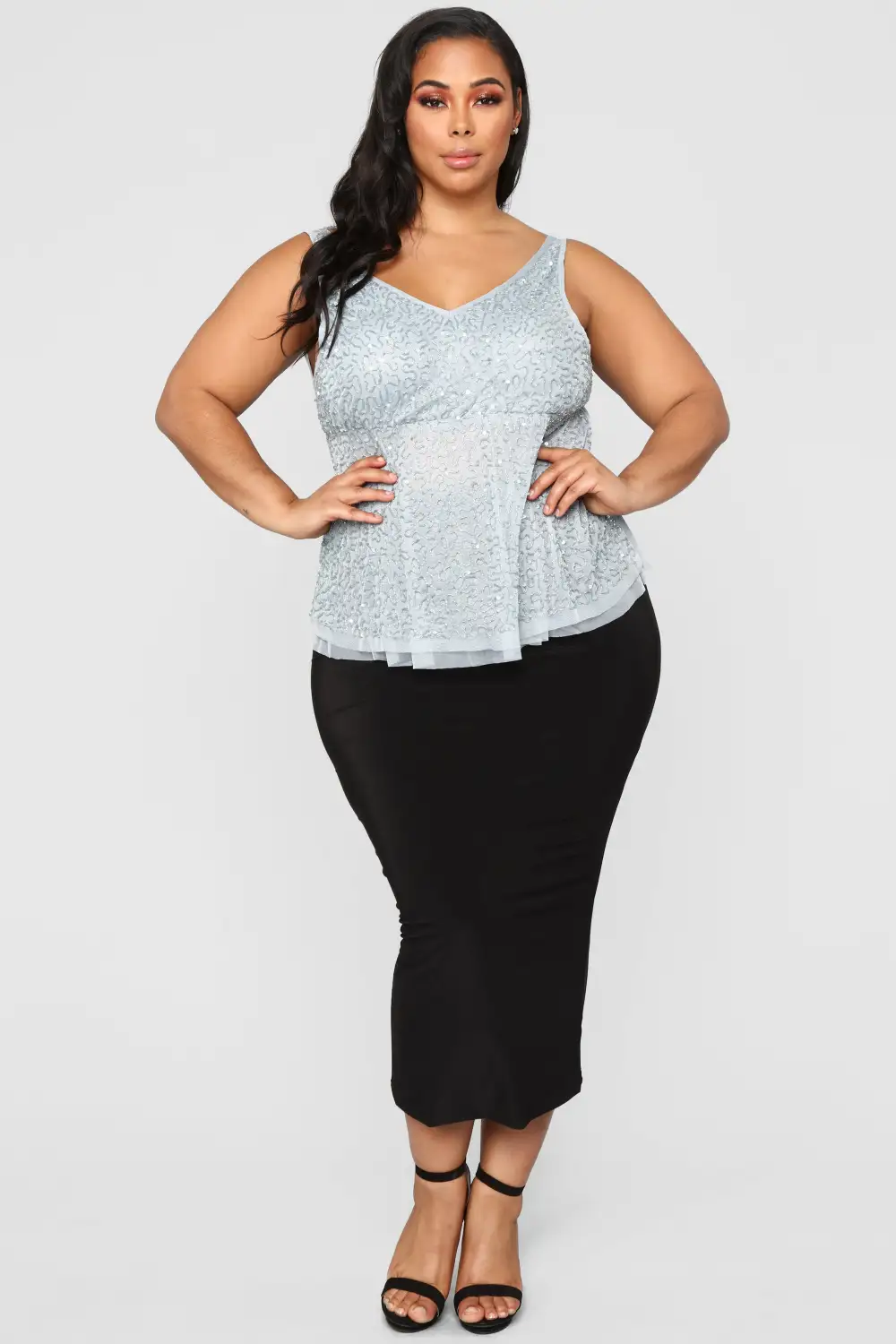 Stay Out Late Peplum Top - Slate Blue