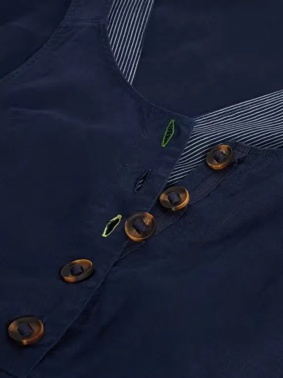 Square Neck Linen Dungaree