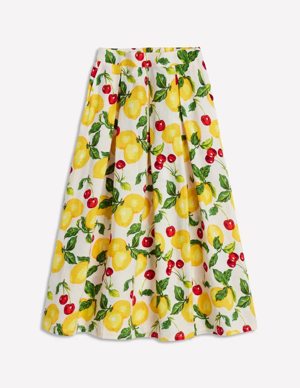Color Printing Linen Midi Skirt