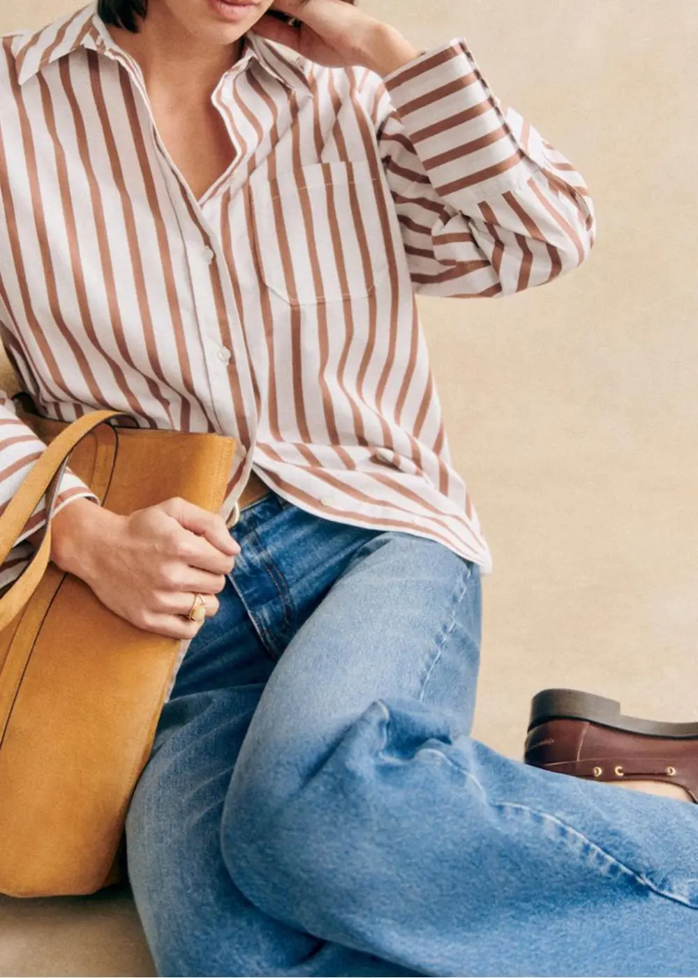 Long Sleeved Striped Loose Shirt