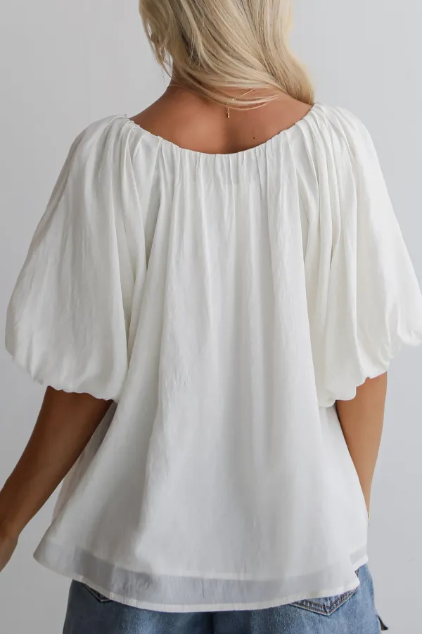 Classic Moment Off White Puff Sleeve Blouse