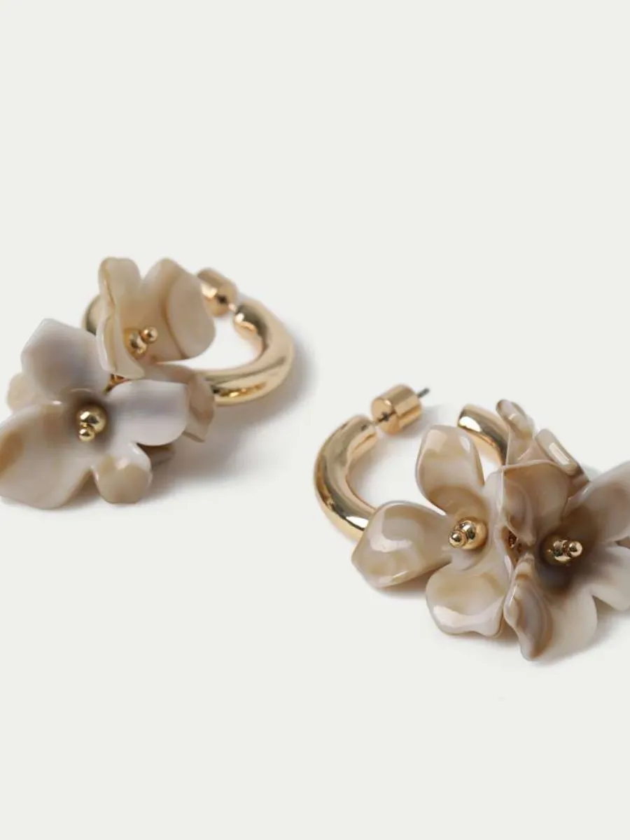 Shell Flower Hoop Earrings
