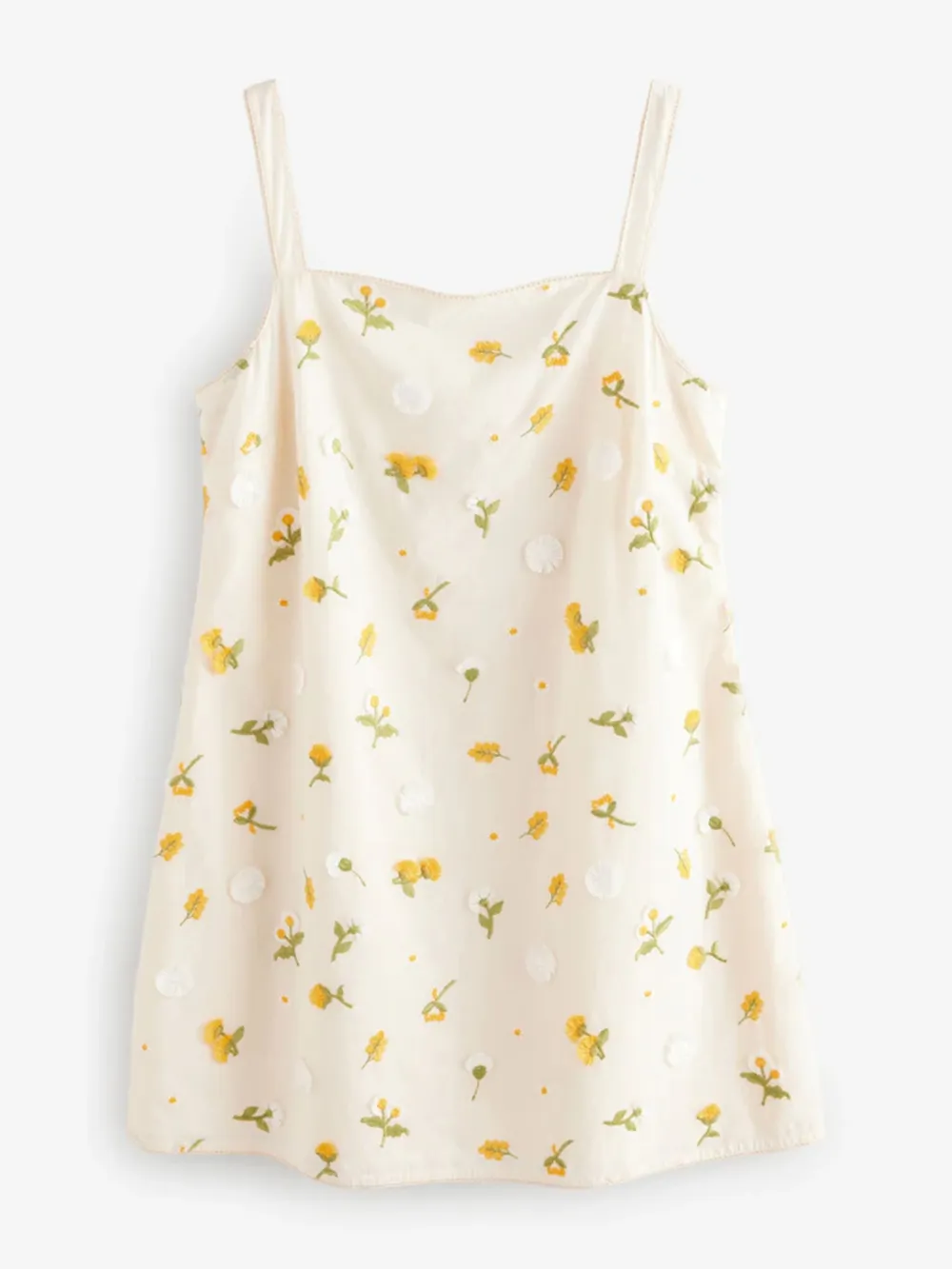 Summer Gentle Yellow Floral Embroidered Slim Dress