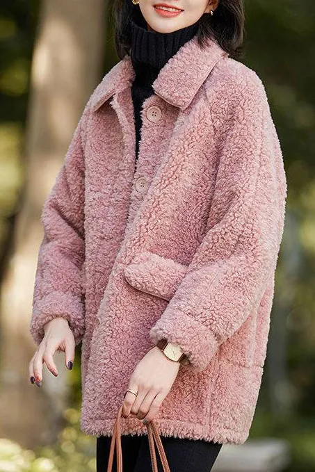 Faux Lamb Fleece Lapel Coat