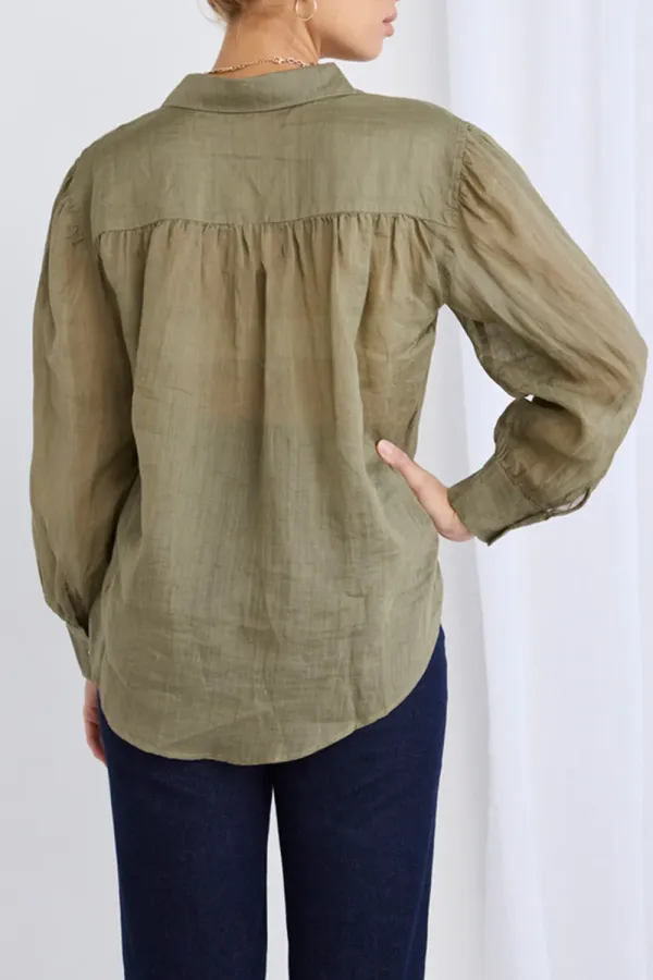 Light Khaki Linen LS Shirt