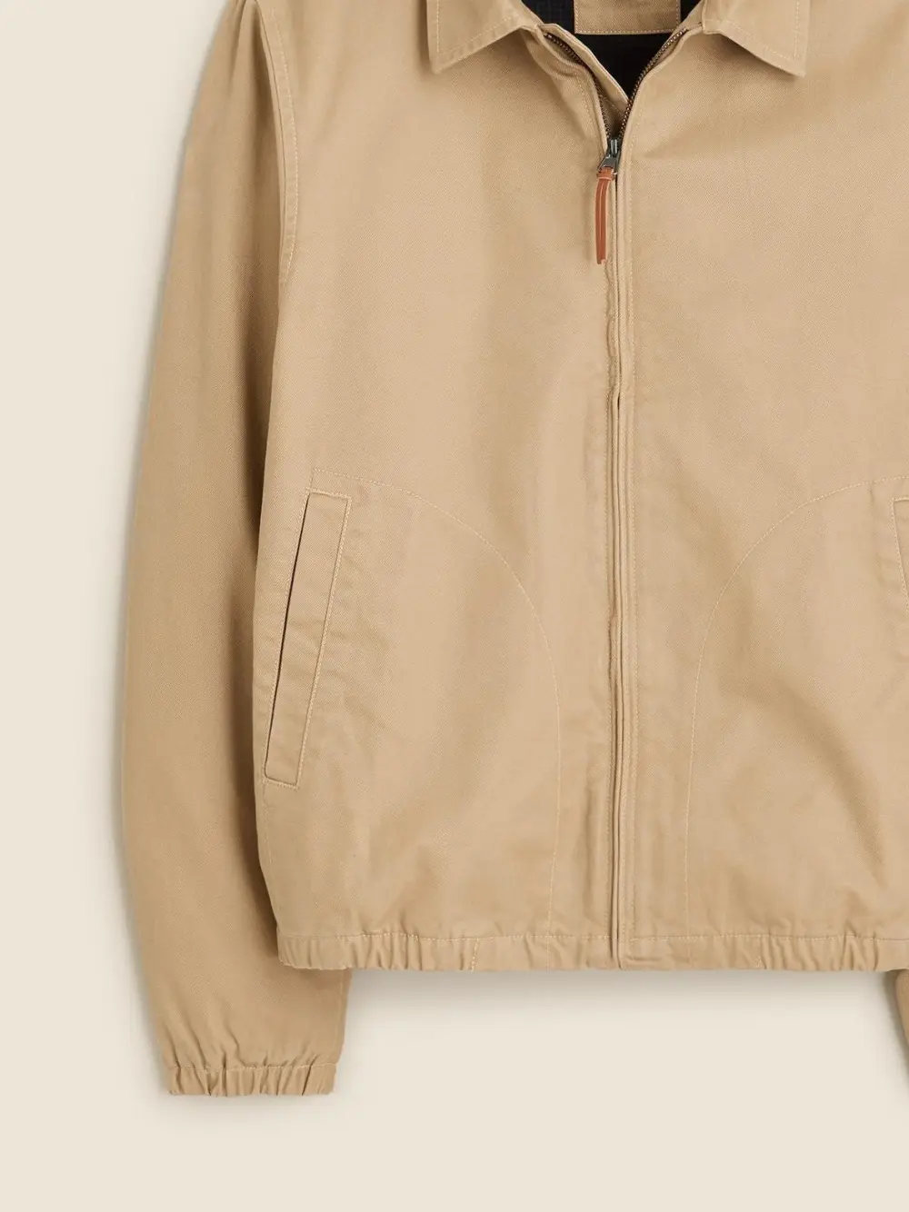 Khaki Zip Front Twill Jacket