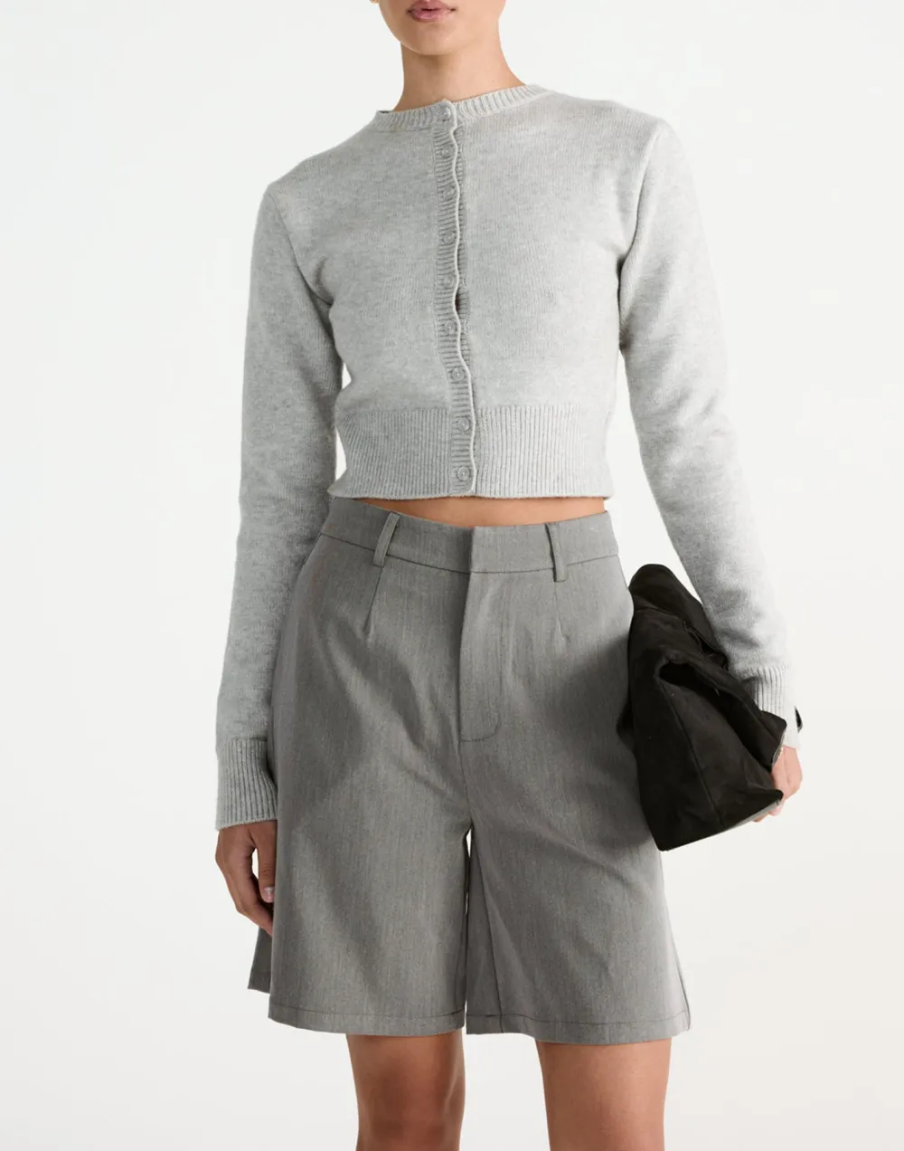 Minimalist High Waist Slim Wide Leg Short Style