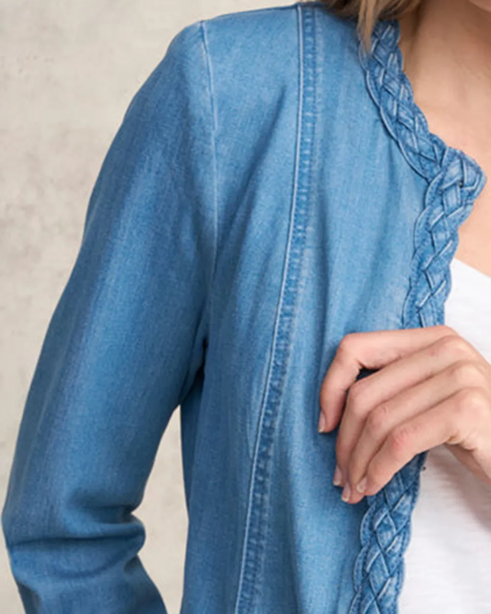 Braid Trim Denim Jacket - Aged Indigo
