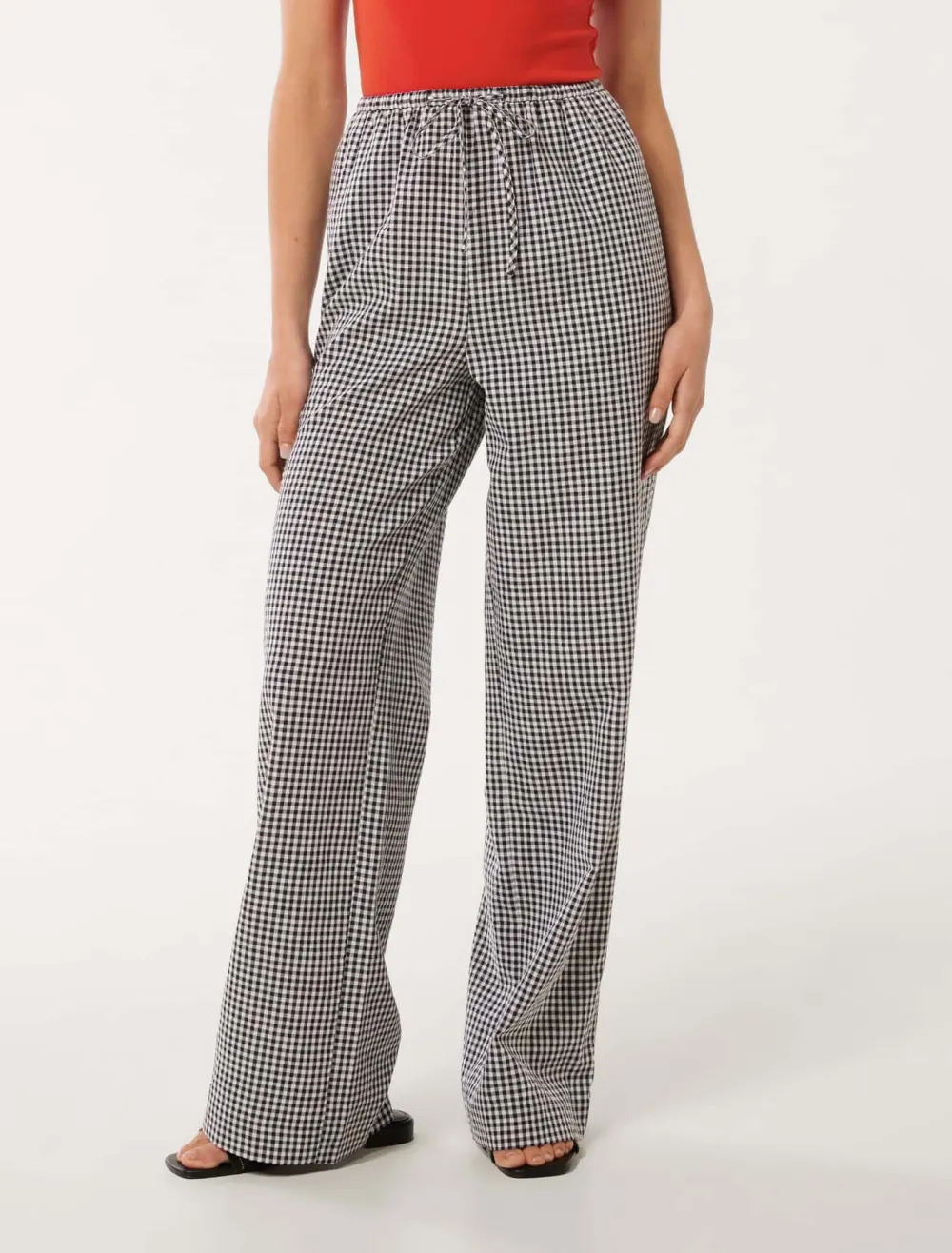Gingham Wide Leg Pant