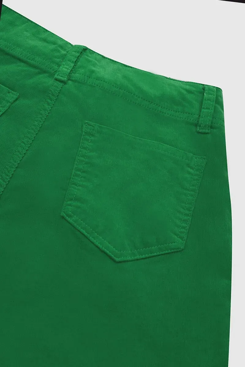 Corduroy Dual Button Zip Fly Low Waist Flare Pants