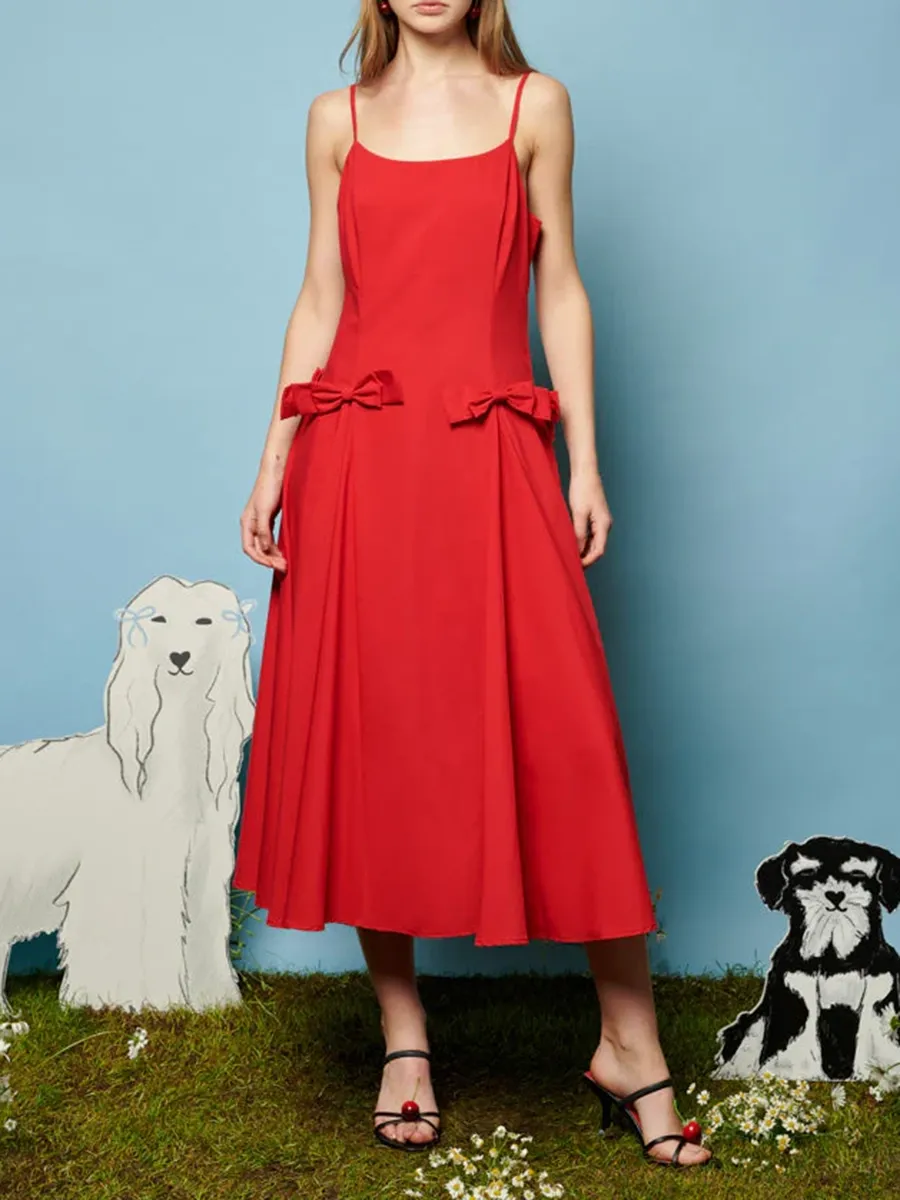 Crew Neck Bow Cami Dress