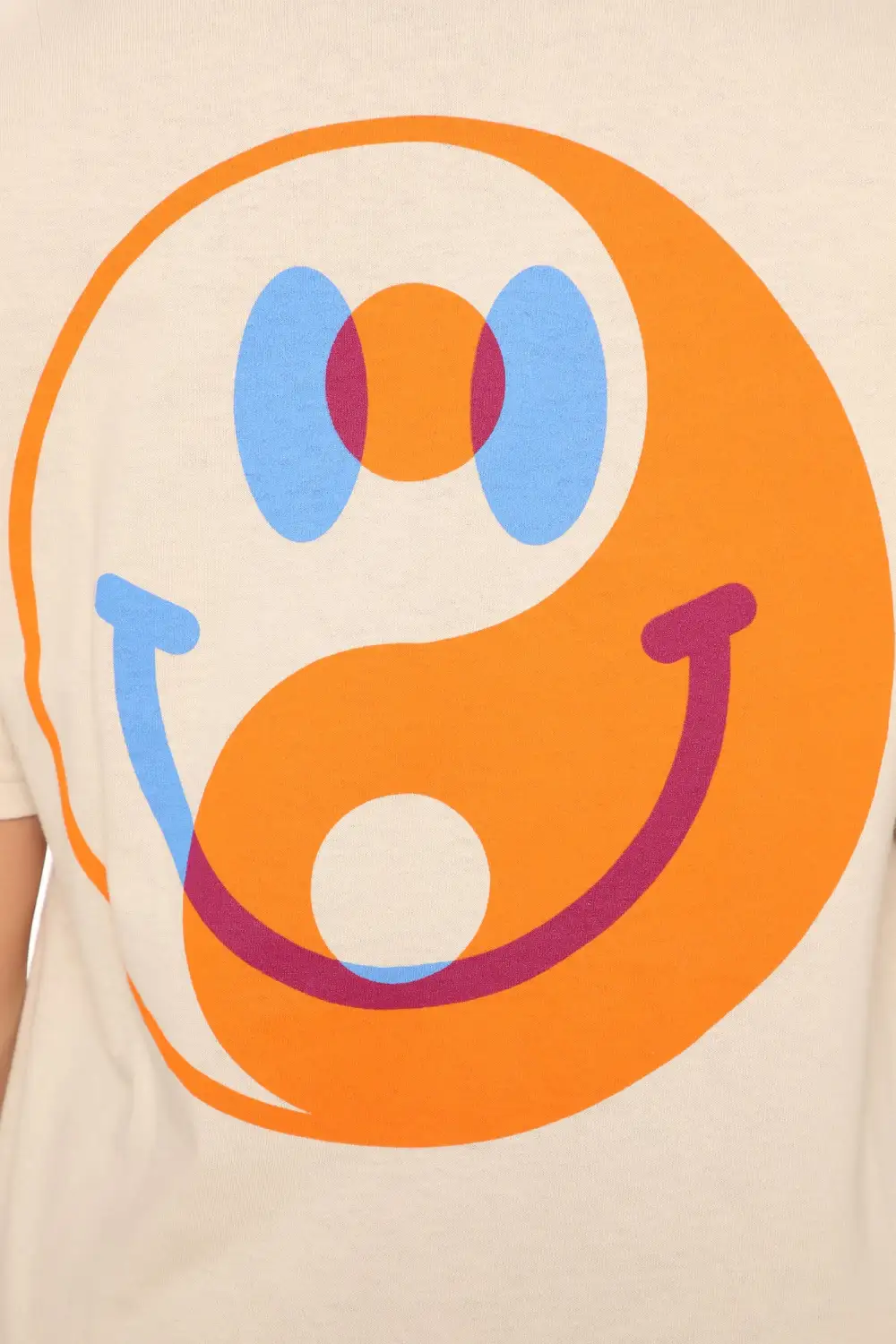 Good Vibes Smiley Face Tee - Nude