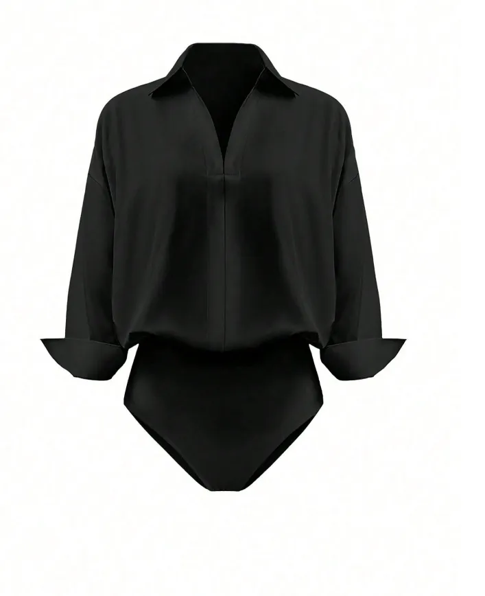 Women's Collared Long Sleeve Bodysuit