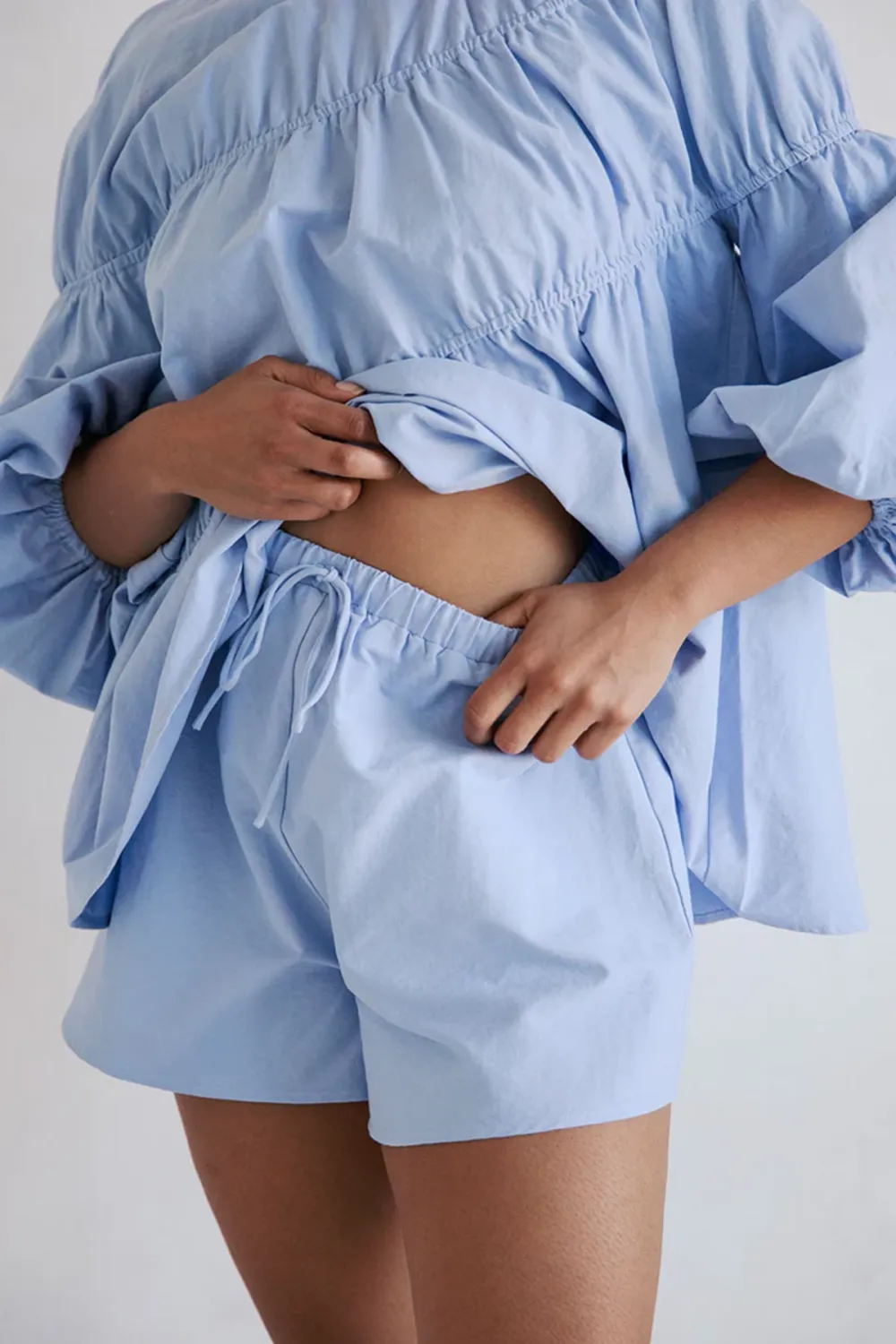 Elastic Waist Ruffled Cotton Shorts