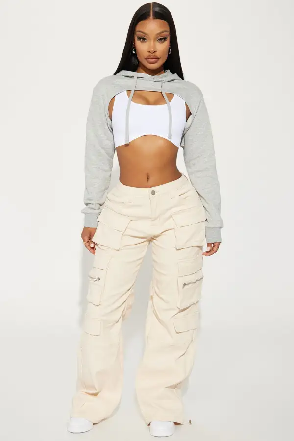 Nia Super Cropped Hoodie - Heather Grey