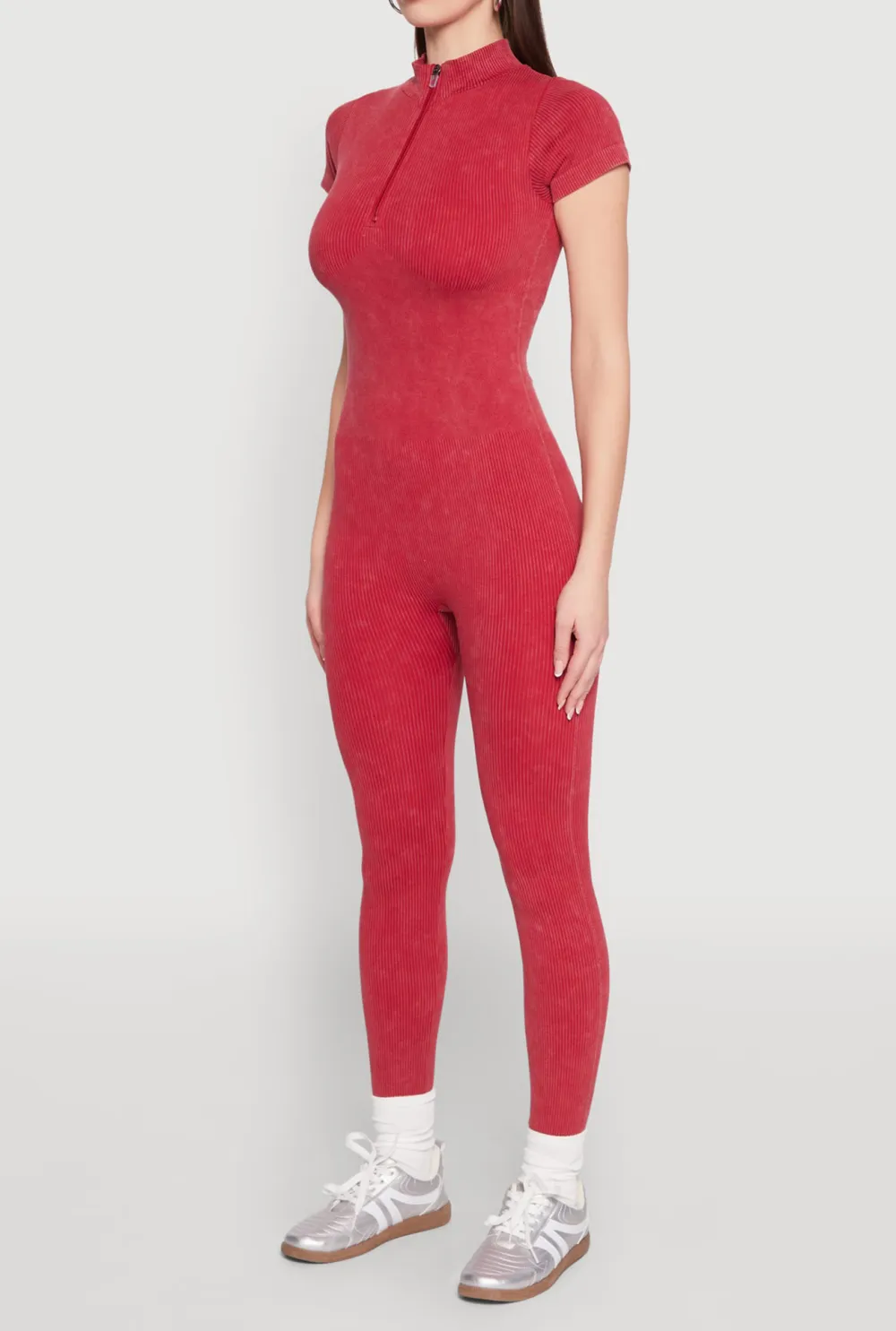 Small Stand Collar Short Sleeved Jumpsuit