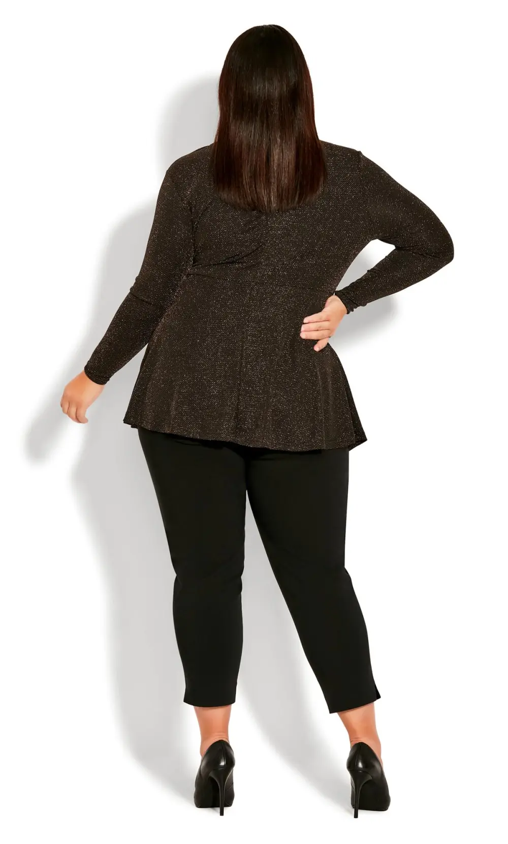 Evans Black & Gold Lurex Shimmer Wrap Top