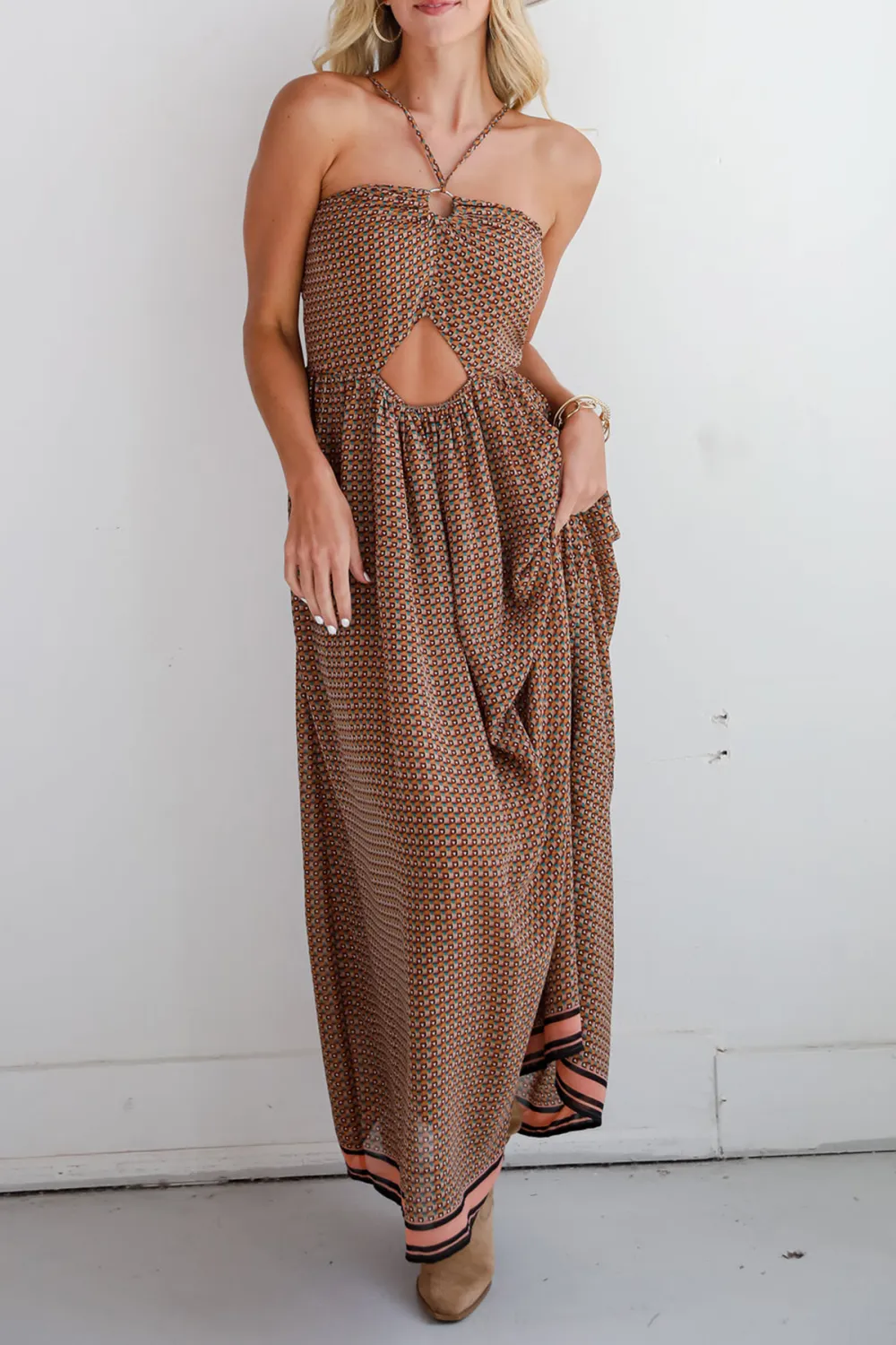Exceptional Fate Mocha Maxi Dress