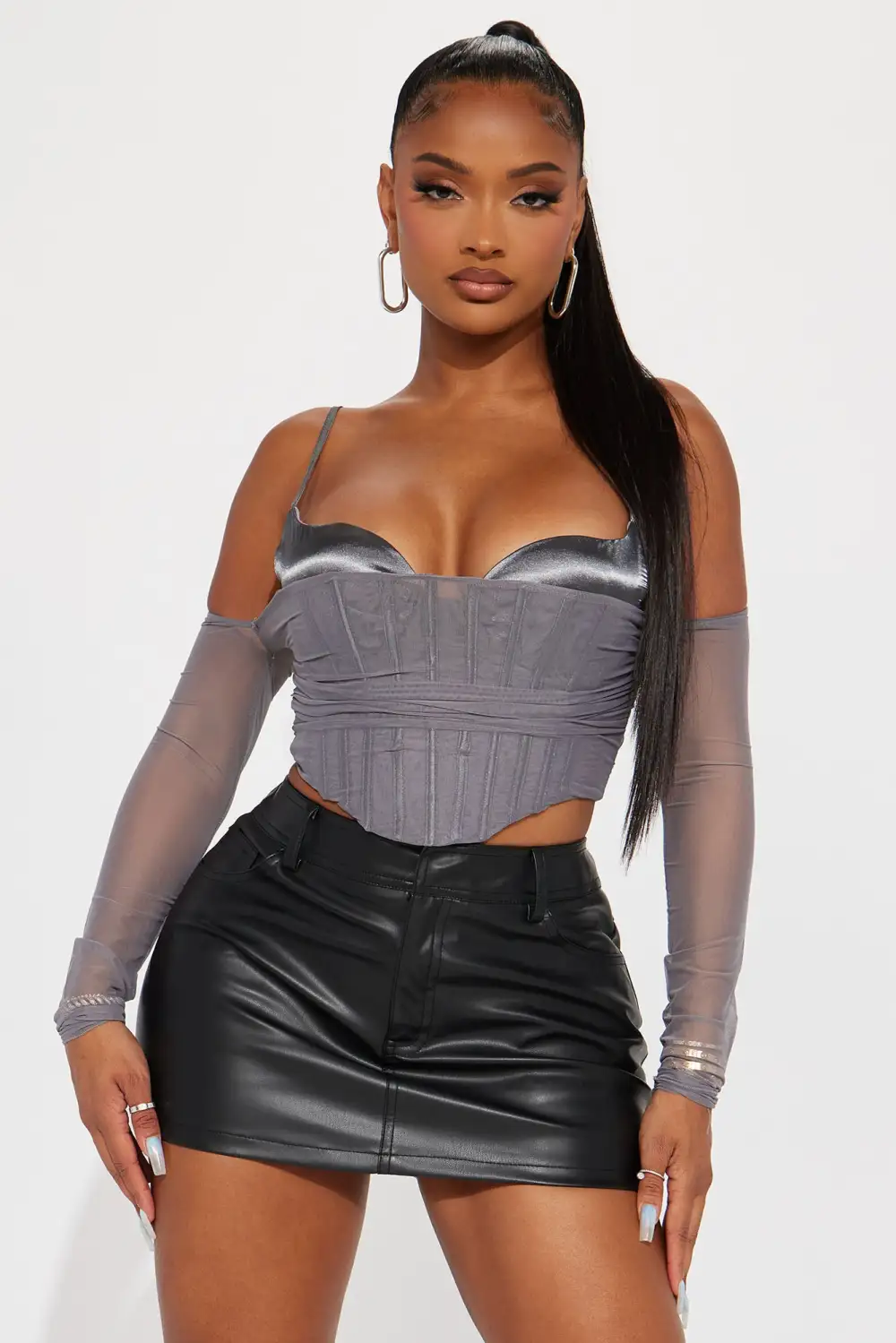 Emma Mesh Corset - Grey