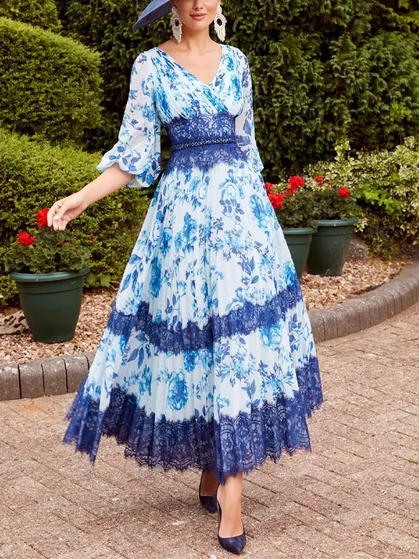 V-Neck Printed Maxi Dress