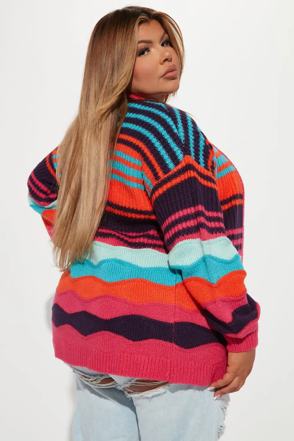 Total Flirt Striped Cardigan - Pink/combo