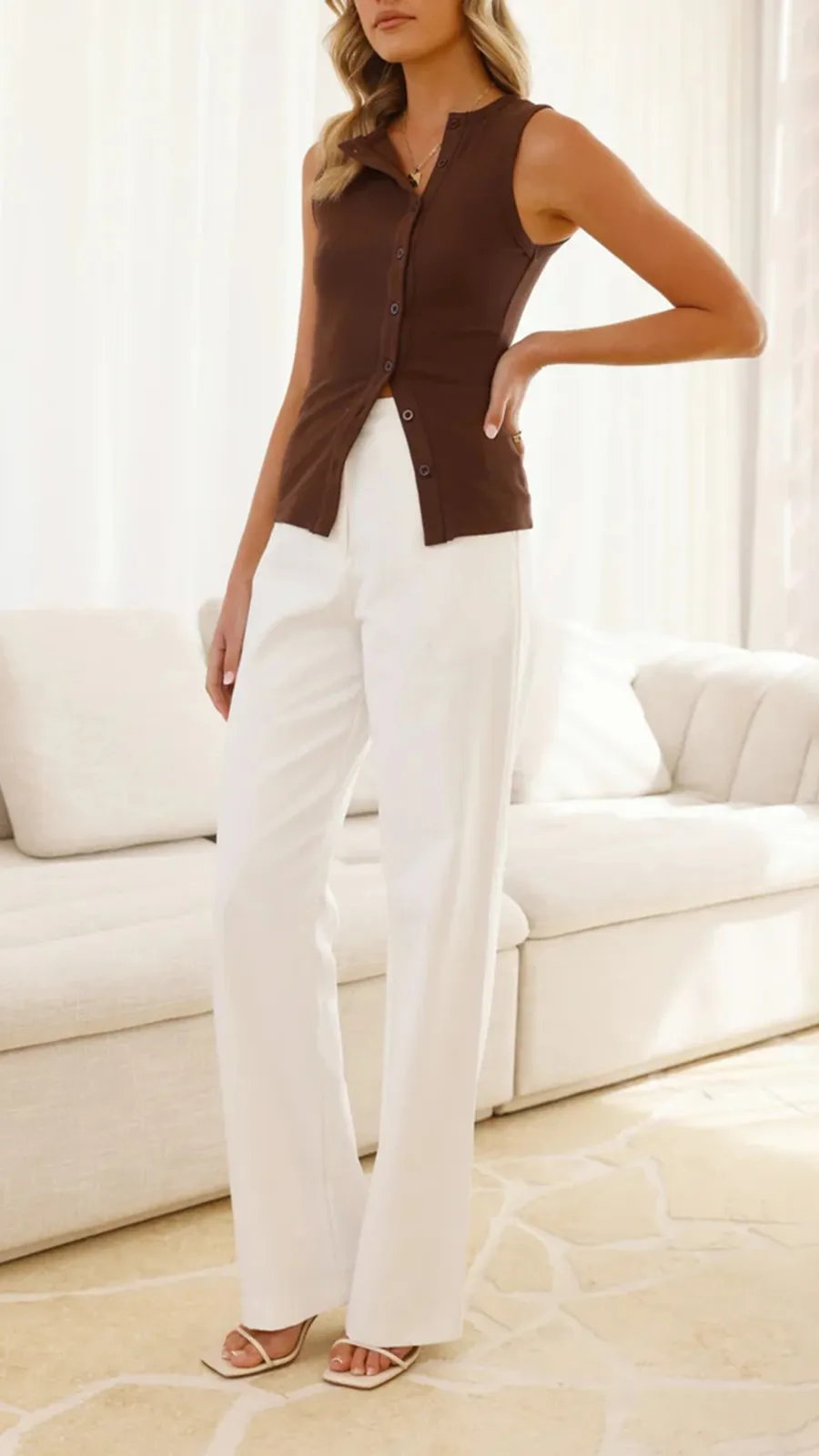 Sleeveless Top With Side Buttons