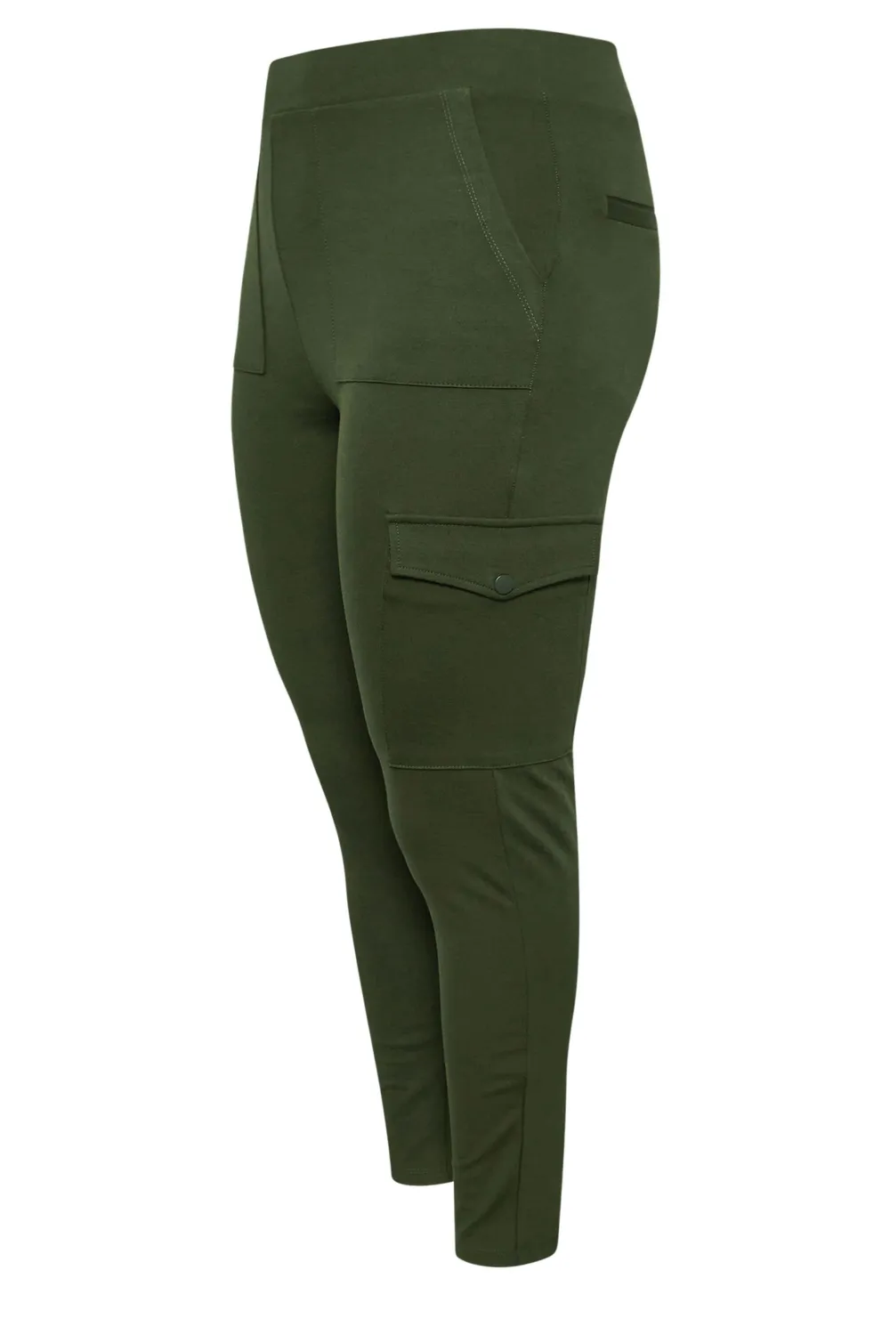 YOURS Curve Khaki Green Cargo Pocket Leggings