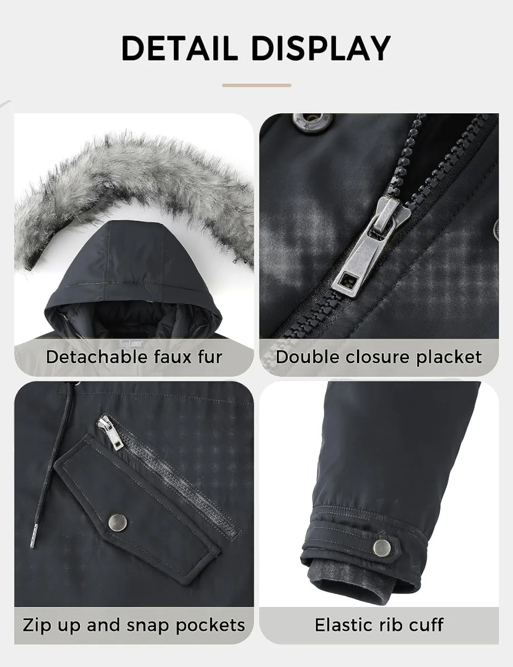 Women's Plus Size Winter Insulated Parka Coat with Faux Fur Hood