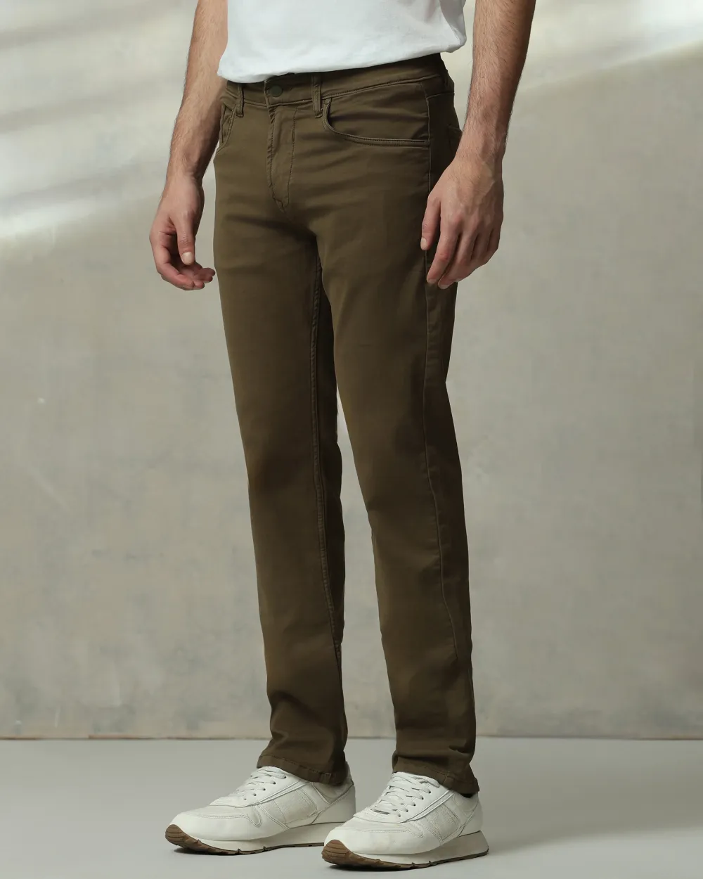 Classic Versatile And Comfortable Straight Olive Jeans