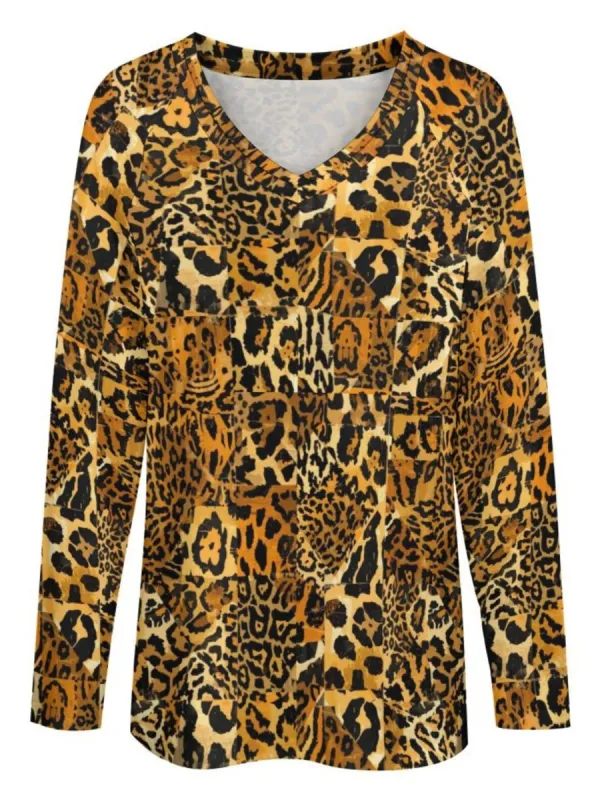 Leopard Patch Long Sleeve Top
