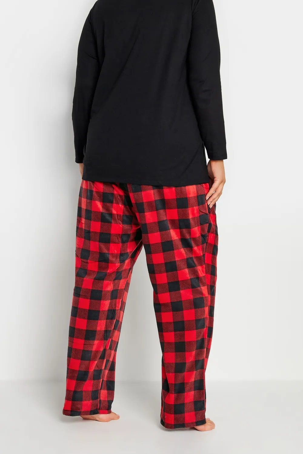 YOURS Curve Red Tartan Print Pyjama Bottoms