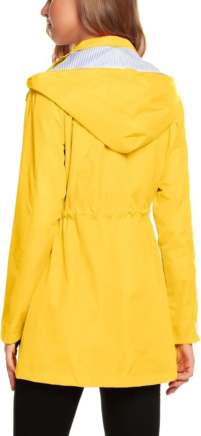 Womens Lightweight Hooded Waterproof Active Outdoor Rain Jacket S-XXL