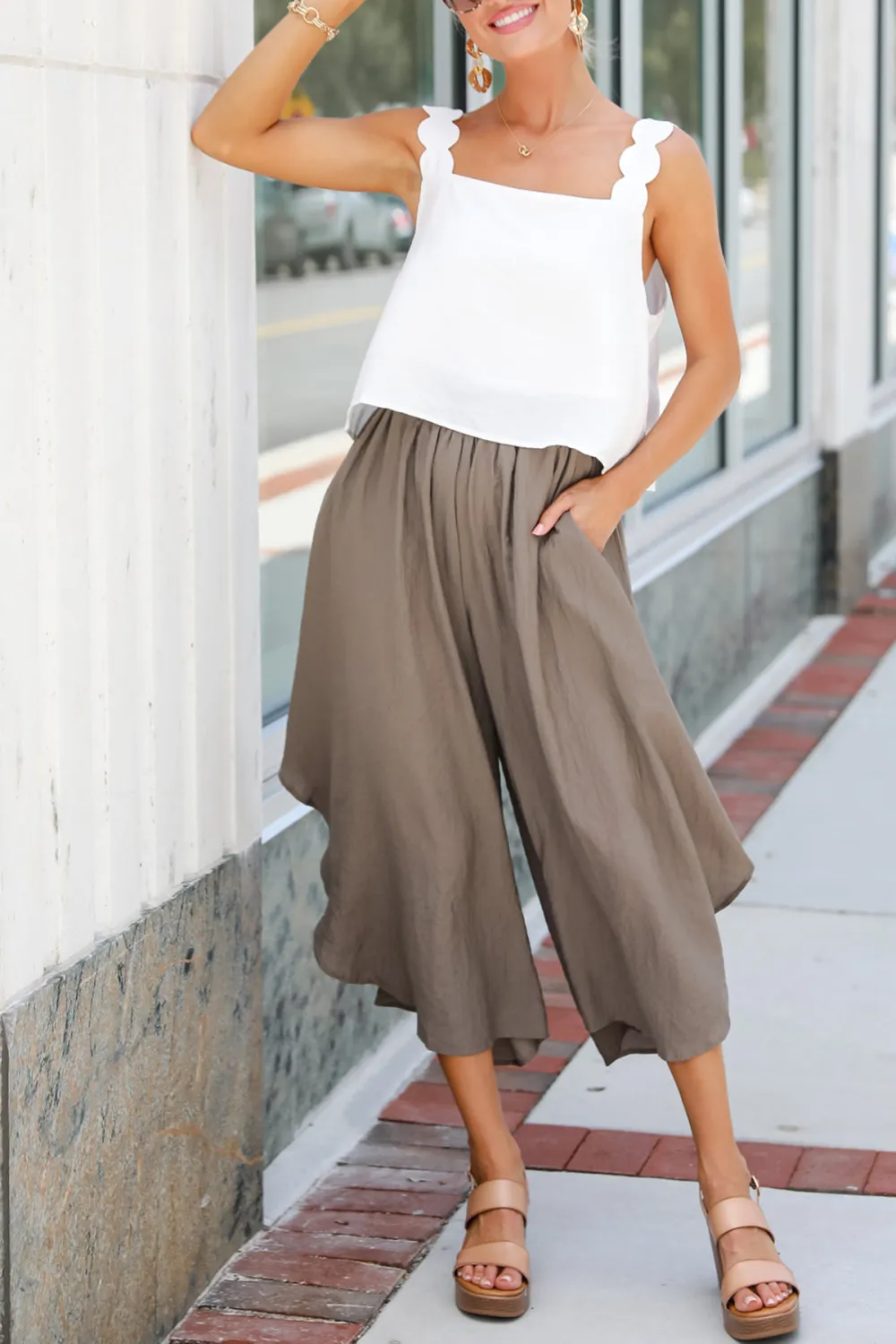 Carefree Energy Mocha Wide Leg Pants