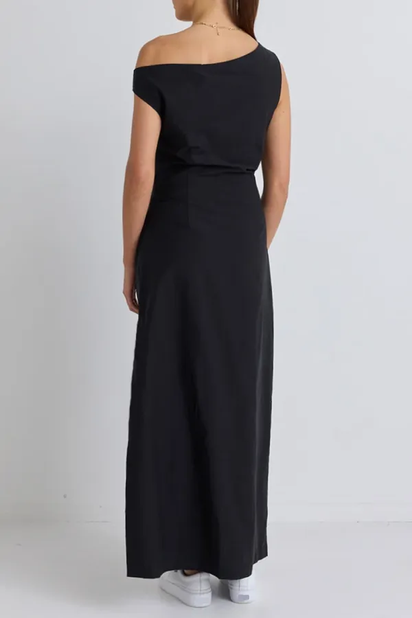 One Shoulder Black Maxi Dress
