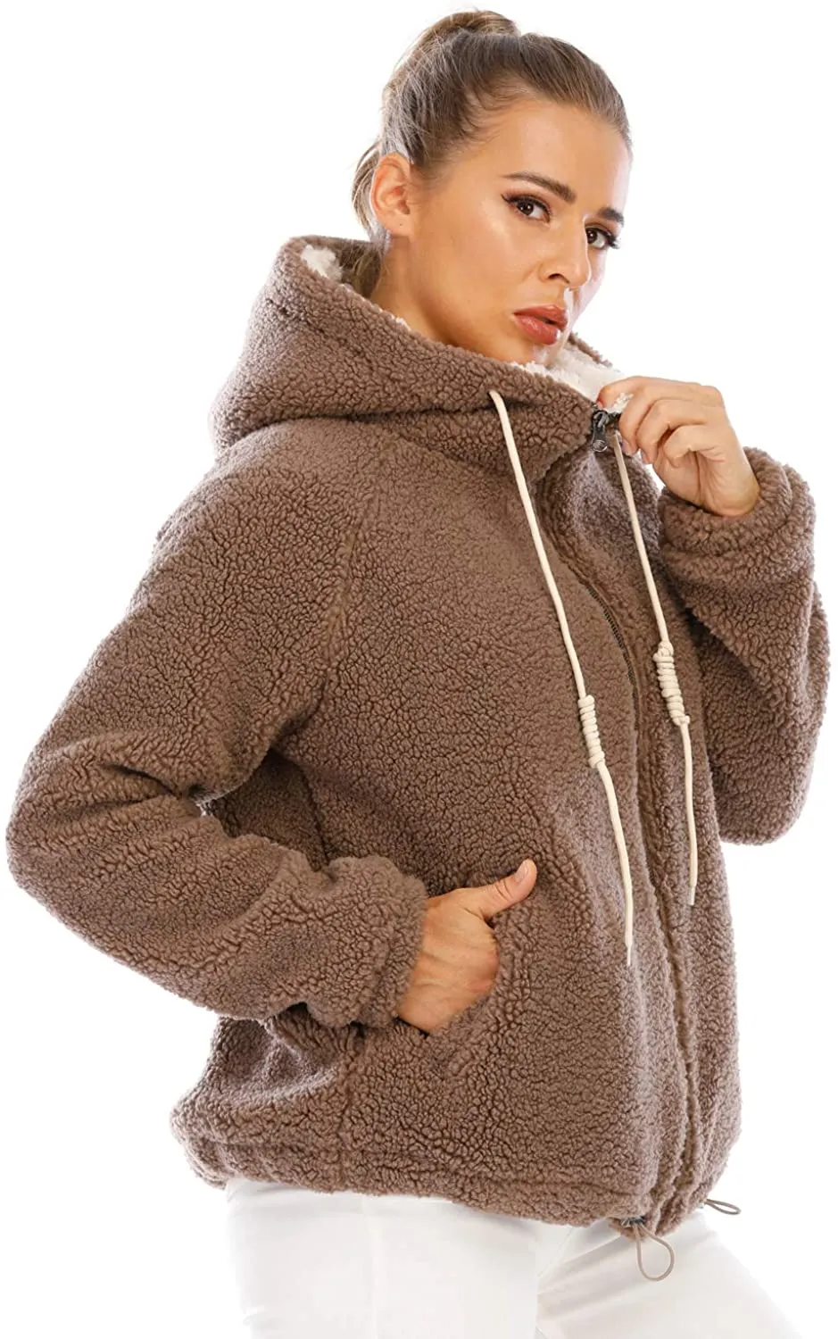 Women's New Hooded Sherpa Casual Winter Warm Jacket