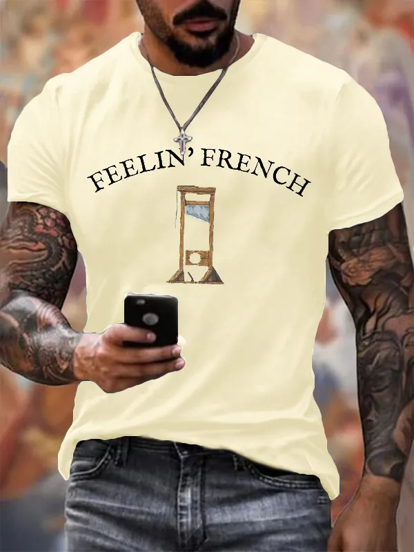 Men'S T-Shirt Men'S Guillotine FDT Printed Casual T-Shirt Pure Cotton Crewneck Printed Short Sleeve