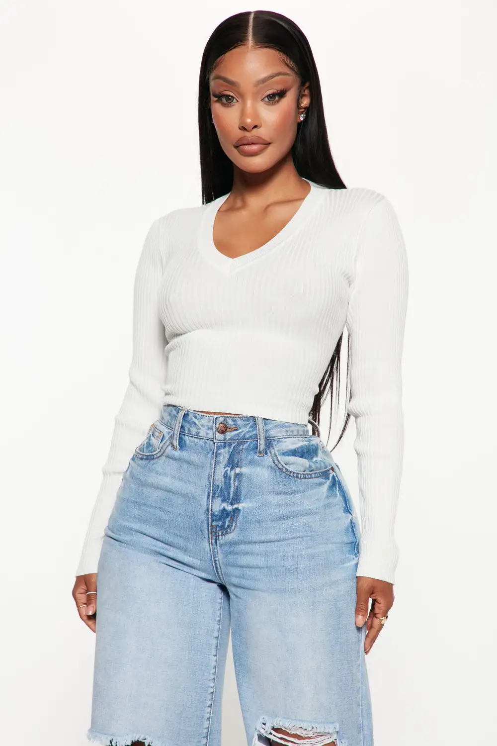 Sheila Ribbed Crop Sweater - Ivory