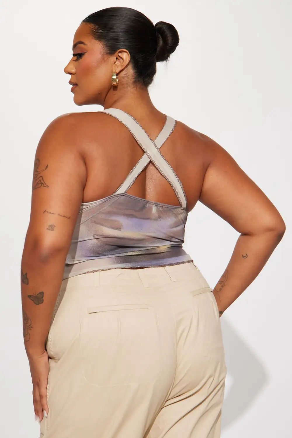 Scenic Route Mesh Top - Taupe/combo