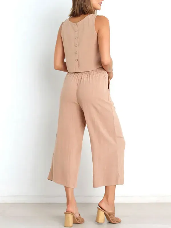 simple and comfortable sleeveless women's two-piece sets