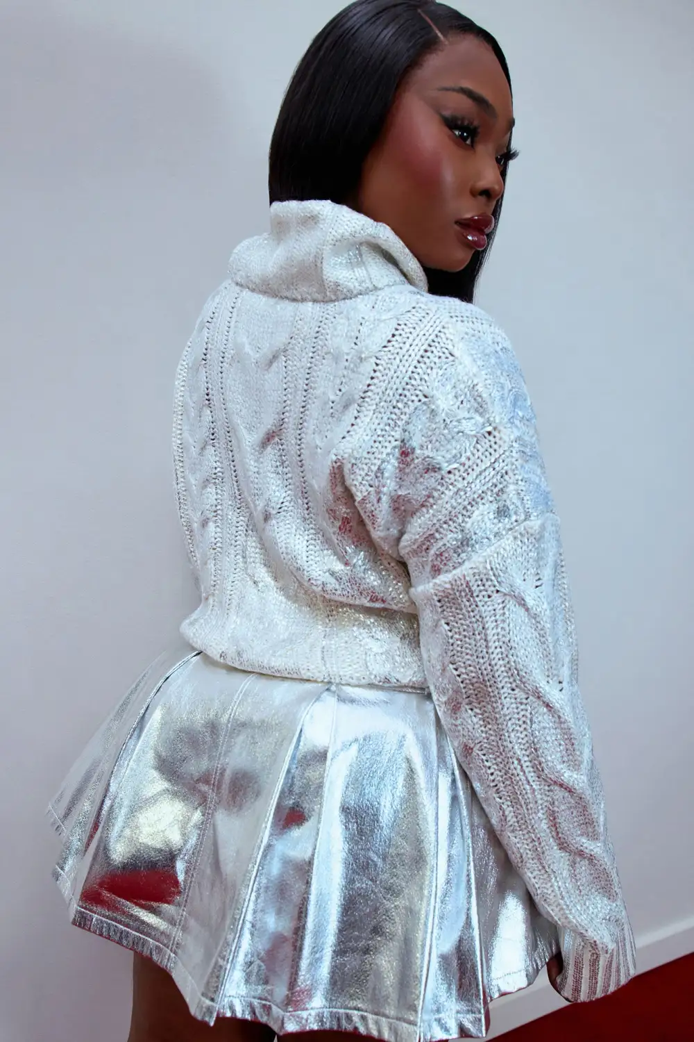 Cool Girl Metallic Sweater - Silver