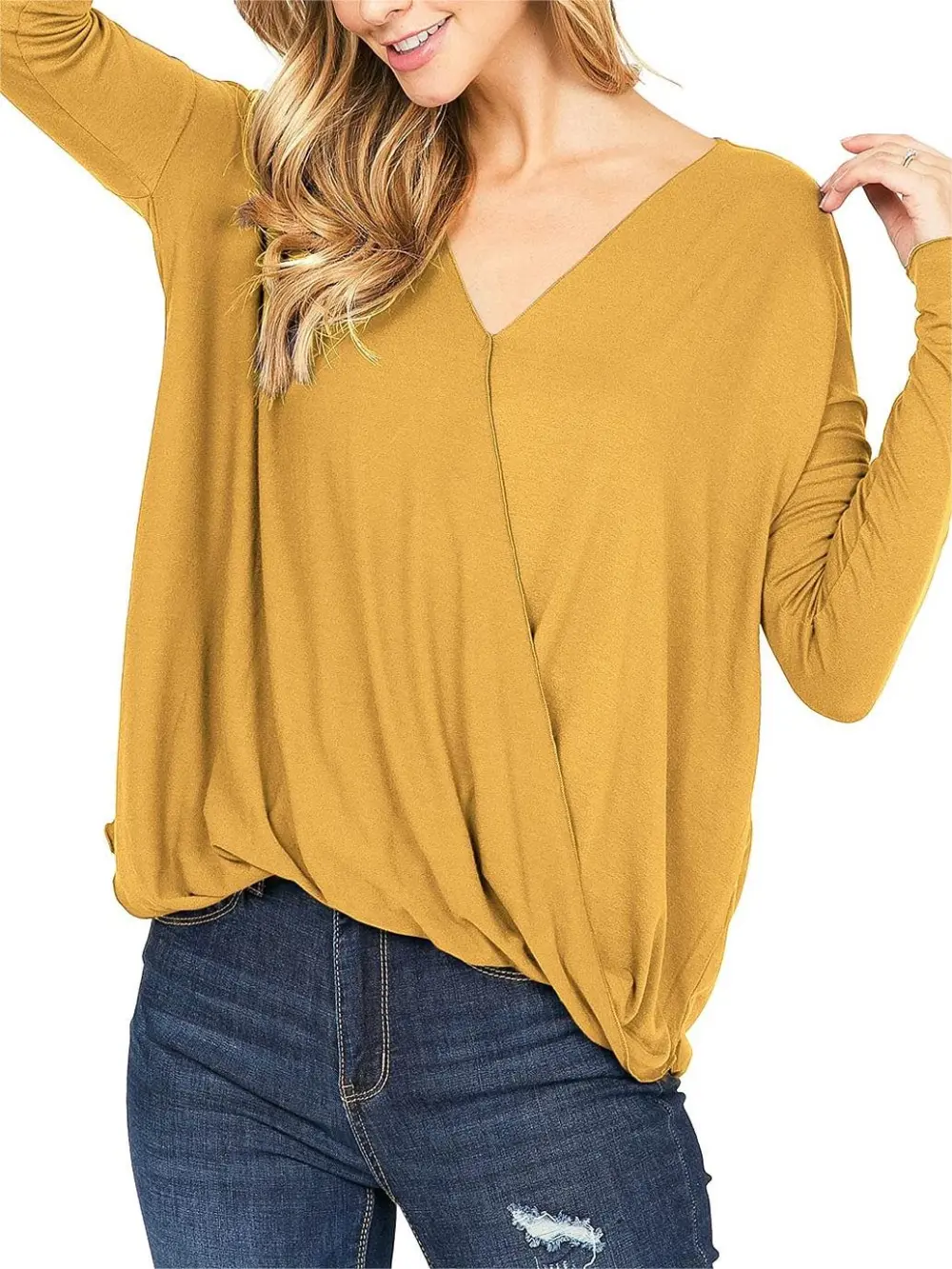 Casual Surplice Long Sleeve Top