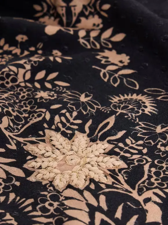 V-Neck Embroidered Top