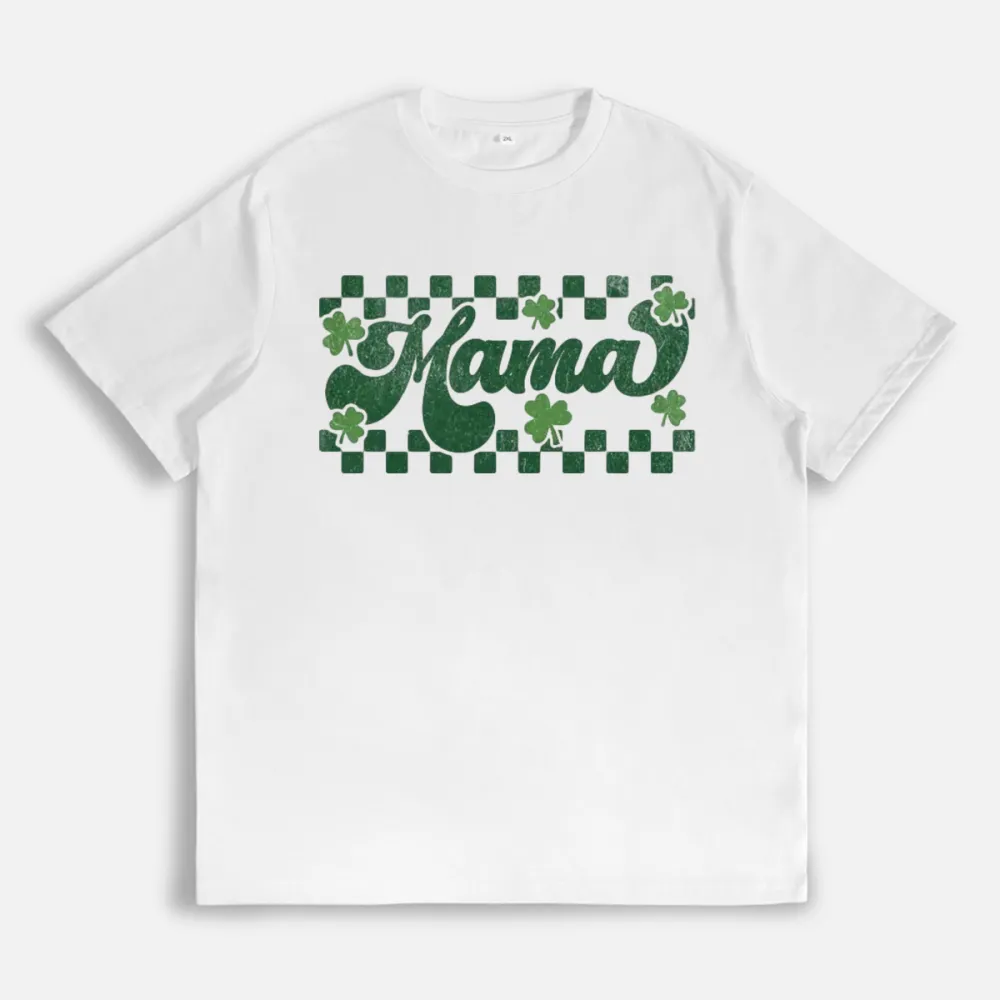 St. Patrick Retro Checkered Mama T-Shirt