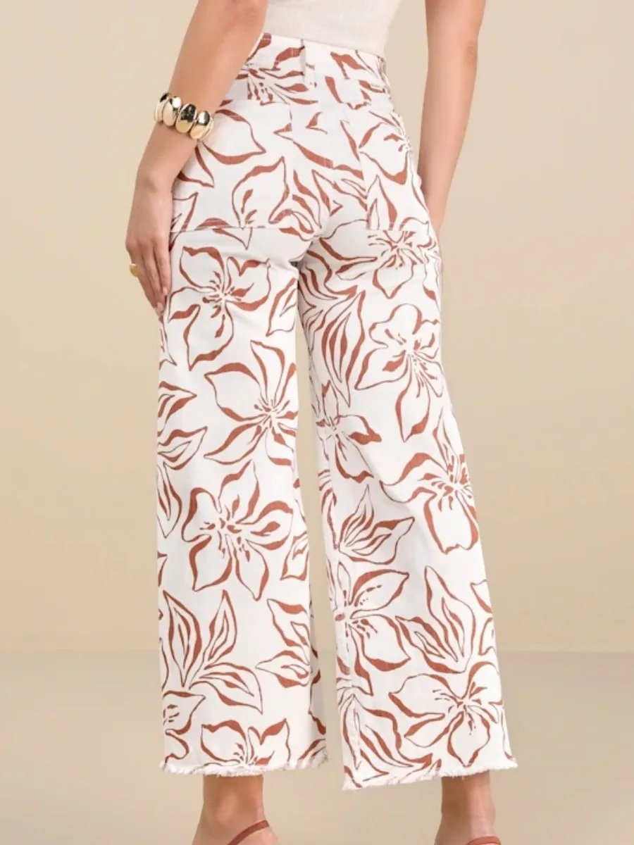 Flower Print Casual Pants