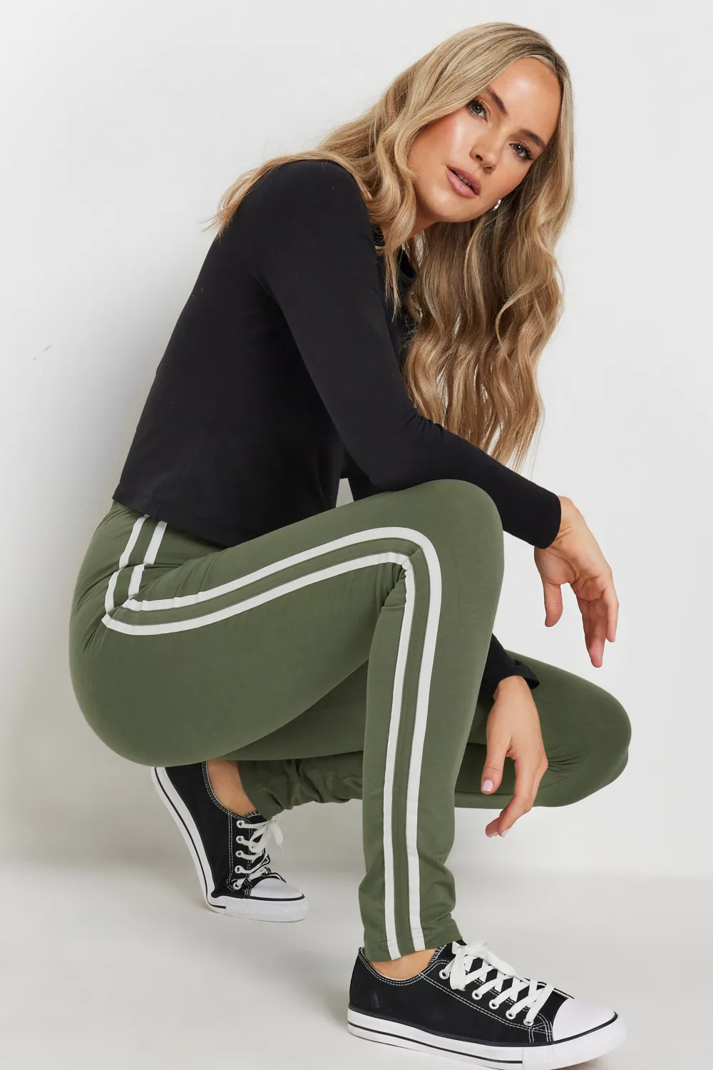 LTS Tall Khaki Green Stripe Leggings