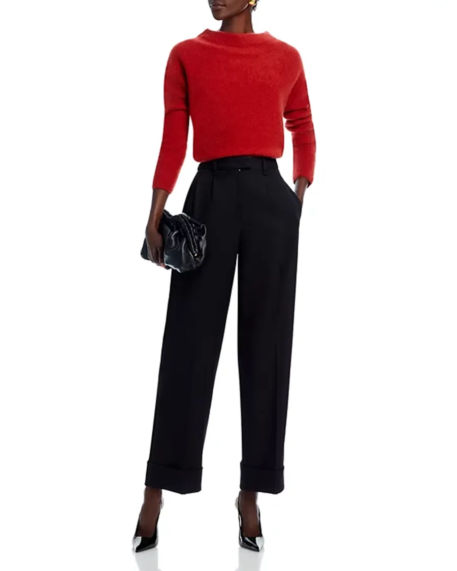 Cashmere Mock Neck Brushed Cashmere Sweater